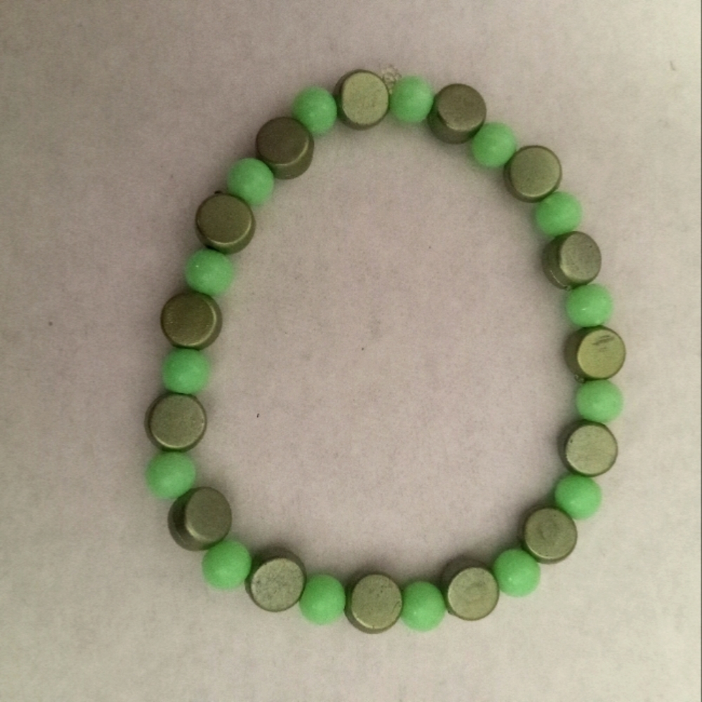 hand crafted New mint and olive beaded statement bracelet